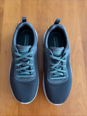 Skechers GOwalk Women’s Gray|Teal Sneakers • Size 7.5 • Good Preowned Condition